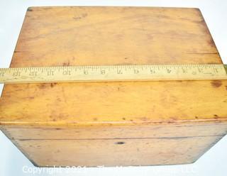 Antique Hand Made Dovetailed Box with Tray and Hinged Lid, Circa 1900.  Measures 9" x 10" x 12".