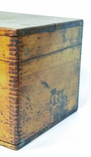 Antique Hand Made Dovetailed Box with Tray and Hinged Lid, Circa 1900.  Measures 9" x 10" x 12".