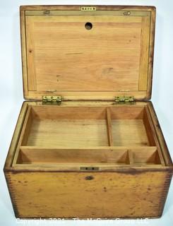 Antique Hand Made Dovetailed Box with Tray and Hinged Lid, Circa 1900.  Measures 9" x 10" x 12".