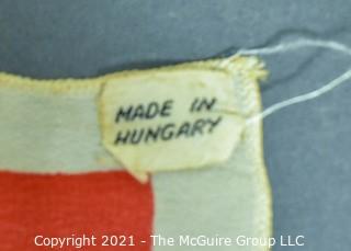 Vintage 1939 New York World's Fair Souvenir Scarf Made in Hungary in Rayon.  Measures 25" square.