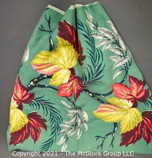 Vintage Mid Century Art Deco Designed Barkcloth Fabric in Bird of Paradise Flower Design. Measures 44" x 136".