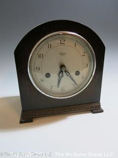 1930's Smiths Enfield 8-day striking mantle clock; Made in Great Britain; 7 1/2" tall