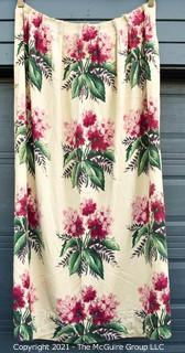 Vintage Mid Century Art Deco Barkcloth Curtains for Cutting in Flower Bouquet Pattern. Measures 60" x 79".