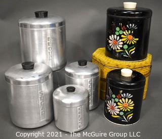 Group of Vintage Canisters and Tin.  Includes Ransburg 