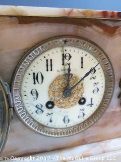 WDC made vintage mantle clock with alabaster case. Believe face to say "R. Harris & Co.  Washington"