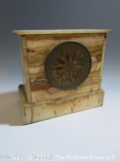 WDC made vintage mantle clock with alabaster case. Believe face to say "R. Harris & Co.  Washington"