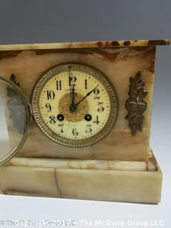 WDC made vintage mantle clock with alabaster case. Believe face to say "R. Harris & Co.  Washington"