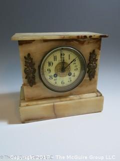 WDC made vintage mantle clock with alabaster case. Believe face to say "R. Harris & Co.  Washington"