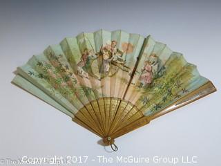 Victorian hand painted ladies hand fan