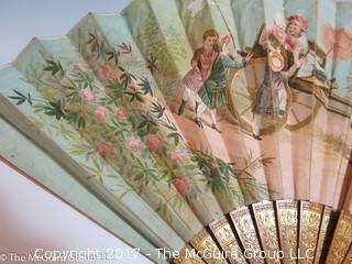 Victorian hand painted ladies hand fan