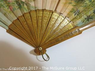 Victorian hand painted ladies hand fan