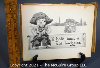 (29) Vintage B & W Illustrated Cartoon Art Prints by Wall