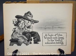 (27) Vintage B & W Illustrated Cartoon Art Prints by Wall