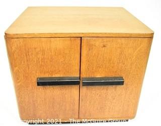 Vintage Mid Century Art Deco Style Maple Two Door Cabinet.  Measures 14" x 14" x 16".