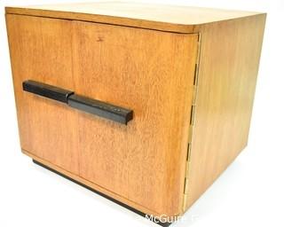 Vintage Mid Century Art Deco Style Maple Two Door Cabinet.  Measures 14" x 14" x 16".