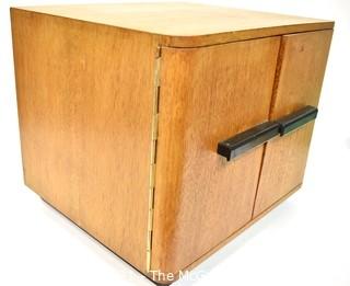 Vintage Mid Century Art Deco Style Maple Two Door Cabinet.  Measures 14" x 14" x 16".