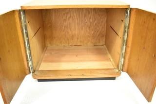 Vintage Mid Century Art Deco Style Maple Two Door Cabinet.  Measures 14" x 14" x 16".