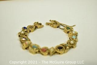 Vintage Victorian Style Costume Slide Charm Bracelet.