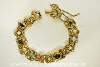 Vintage Victorian Style Costume Slide Charm Bracelet.