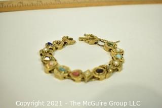 Vintage Victorian Style Costume Slide Charm Bracelet.