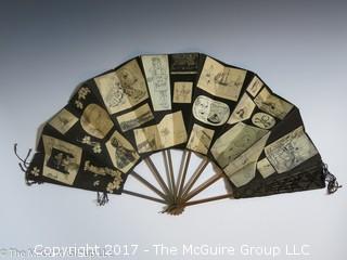 UNIQUE: Double sided ladies Hand Fan adorned with collage of cutouts of personal trip? Gothy to the MAX!