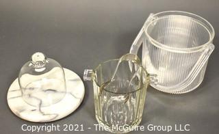 Marble Cheese Board and Cloche, Crystal and Lucite Ice Buckets