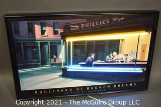 Print. Boulevard of Broken Dreams.  Neon Lighted Shadow Box. Measures 23 x 37"