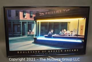 Print. Boulevard of Broken Dreams.  Neon Lighted Shadow Box. Measures 23 x 37"