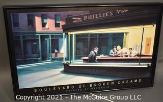 Print. Boulevard of Broken Dreams.  Neon Lighted Shadow Box. Measures 23 x 37"