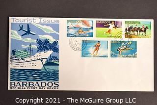 Cancelled First Day Cover. Cachet. Colored. Barbados