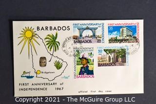 Cancelled First Day Cover. Cachet. Colored. Barbados