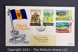 Cancelled First Day Cover. Cachet. Colored. Barbados