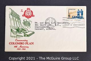 Cancelled First Day Cover. Cachet. Colored. Canada