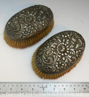 Pair of Vintage Sterling Covered Brushes 