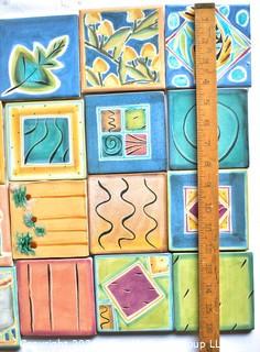 Set of 10 Unique Hand Painted Tiles.  Each Measure 4" square. *