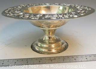 Stamped/embossed silver-plate compote (8" diameter; 5" Tall)