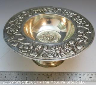 Stamped/embossed silver-plate compote (8" diameter; 5" Tall)