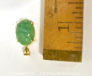 Carved Jade Pendant in 14kt Gold Surround and Chain. * 