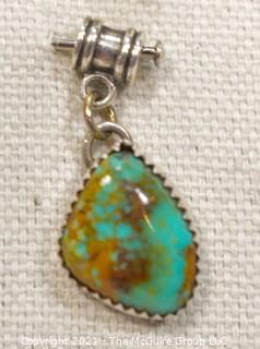 Two Gemstone Pendants Set in Sterling Silver Includes, Turqoise and Green Amber. 