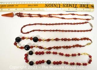 Three (3) Beaded Necklaces Including Carnelian and Onyx.