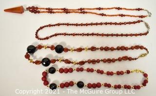 Three (3) Beaded Necklaces Including Carnelian and Onyx.