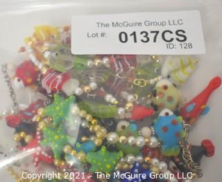 Group of Blown Glass Beads with Fish and Starfish