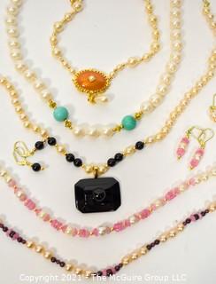 Group of Mix Bead and Faux Pearl Necklaces. 