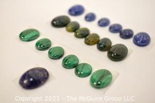 Nineteen (19) Loose Scarab Carved Gemstone Beads.  Includes Malachite, Sodalite, Lapis and Heliotrope. 