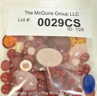 Group of Loose Oval Gemstone Cabochon Flat Back Gemstones. Includes Carnelian, Rose Quartz, Amber, Lapis and Moon Stone.  . 