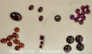 Group of Loose Oval Gemstone Cabochon Flat Back Gemstones. Includes Rhodolite and Hessonite Garnets.