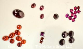 Group of Loose Oval Gemstone Cabochon Flat Back Gemstones. Includes Rhodolite and Hessonite Garnets.