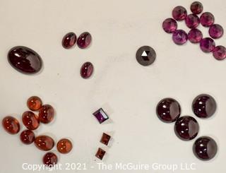 Group of Loose Oval Gemstone Cabochon Flat Back Gemstones. Includes Rhodolite and Hessonite Garnets.