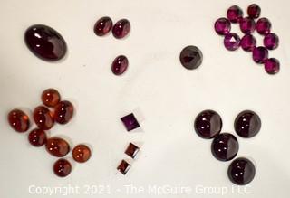 Group of Loose Oval Gemstone Cabochon Flat Back Gemstones. Includes Rhodolite and Hessonite Garnets.