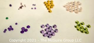 Group of Loose Oval Gemstone Cabochon Flat Back Gemstones. Includes Amethysts, Garnets, Citrine, Rose Quarts, Peridot and Emerald. 